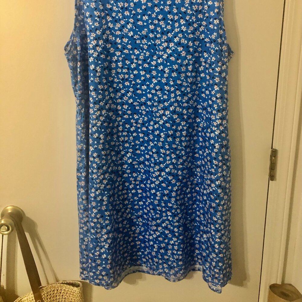 Blue Floral Sleeveless Dress - Picture 7 of 8